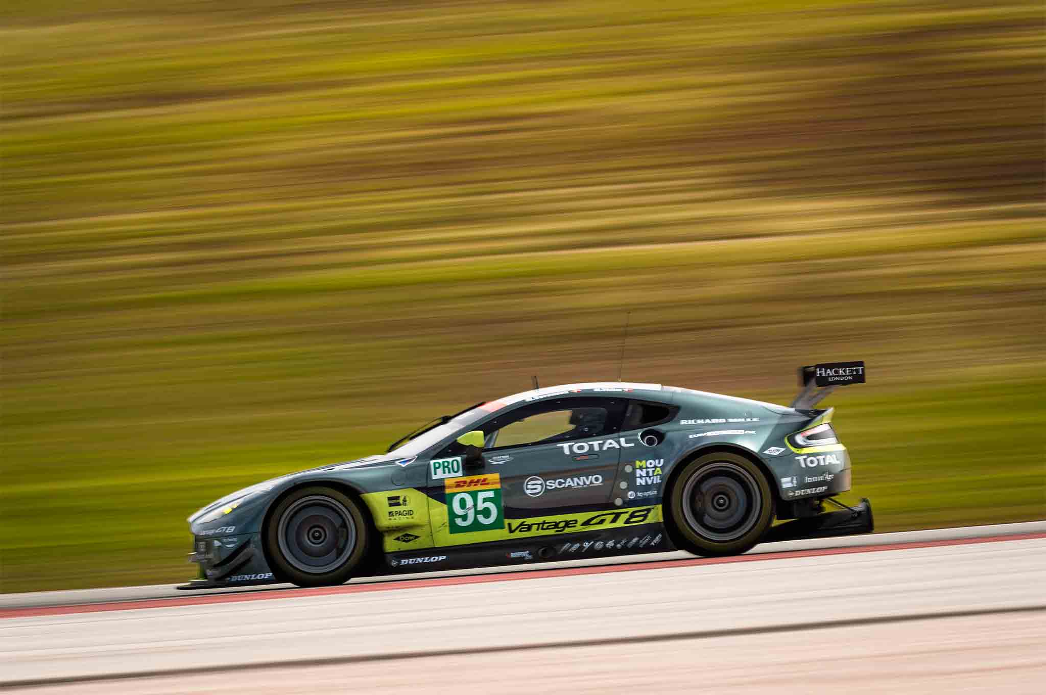 Aston Martin Racing V8 Vantage GTE Race Car side profile in motion