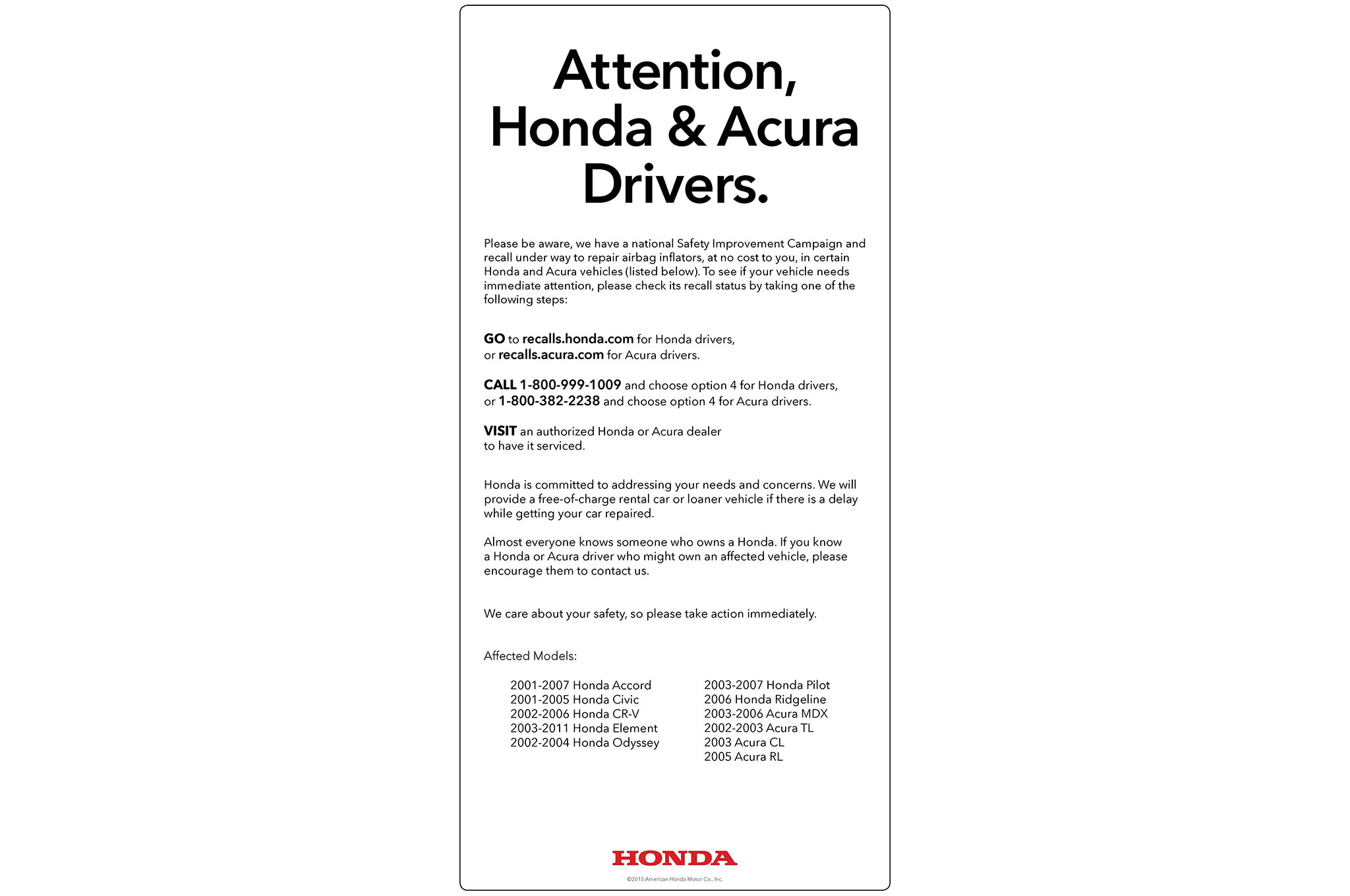 honda launches ad campaign to encourage airbag recall repairs