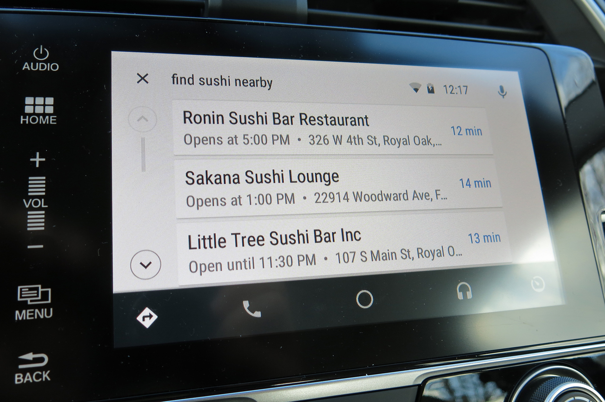Android Auto 2016 Honda Civic sushi search